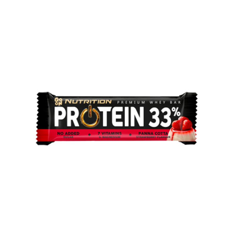 Proteiinibatoon GO ON NUTRITION 33% panna cotta-maasikamaitseline 50 g
