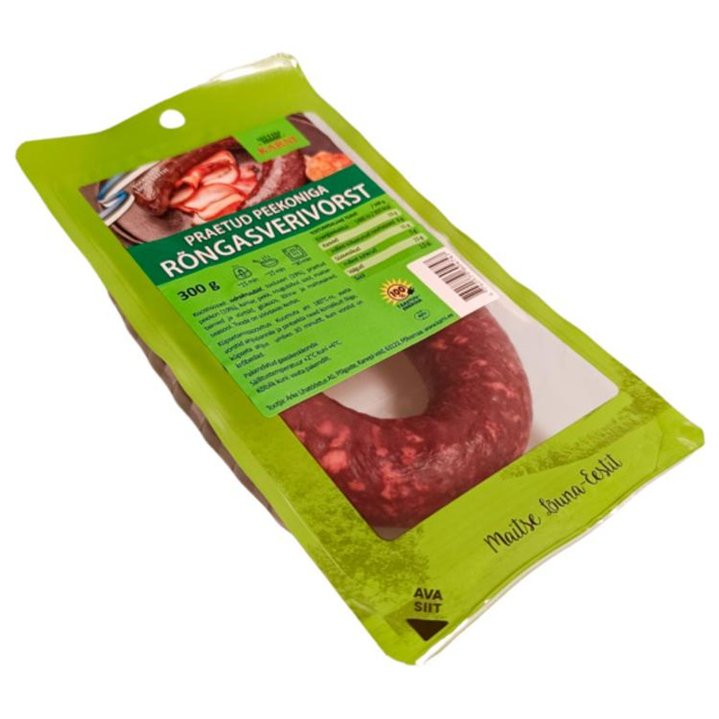 Praetud peekoniga rõngasverivorst, KARNI, 300 g
