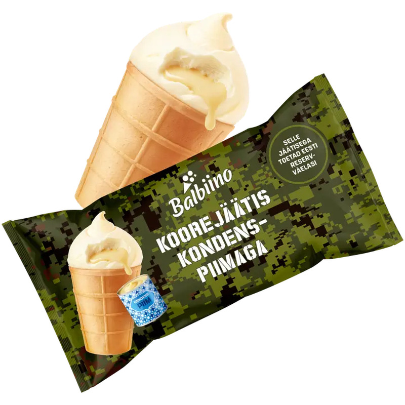 Balbiino Reservväelase Kondenspiima Koorejäätis Vahvlitopsis 65 g