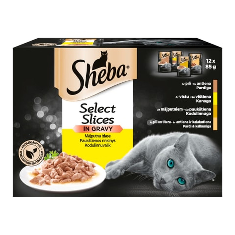 Kiisueine Sheba linnulihaga kastmes 12x85g