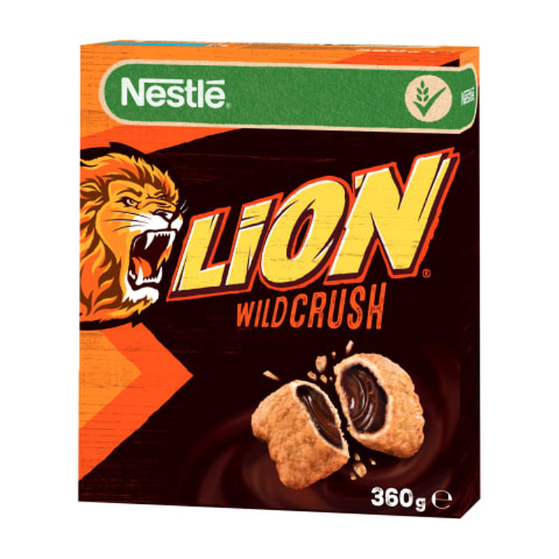 Hommikusöögihelbed karamelli-šokolaadi Lion Wildcrush, NESTLE, 360 g