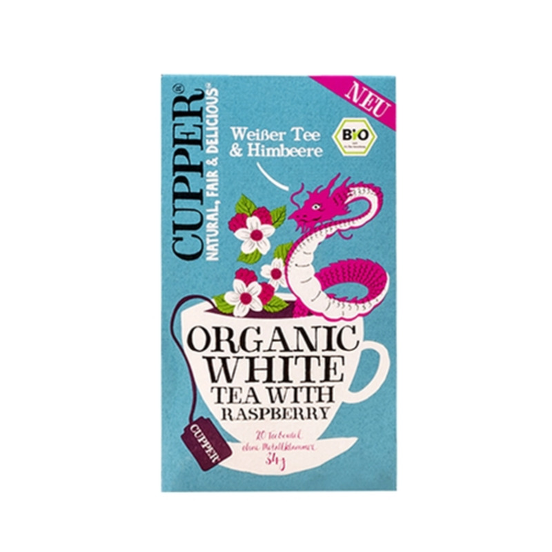 Tee valge vaarika Cupper öko 20tk 34g