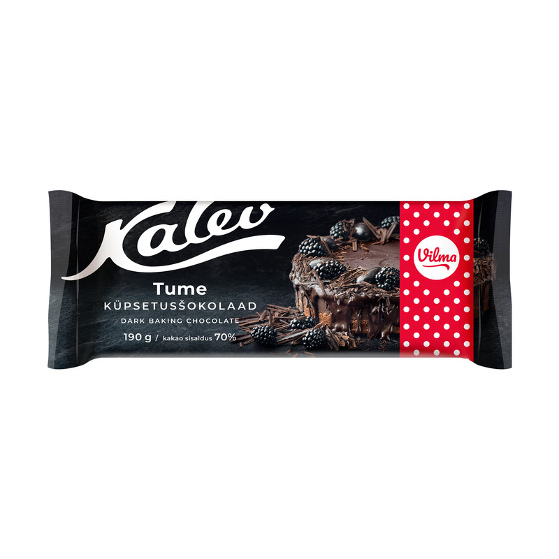 Vilma küpsetusšokolaad tume 70%, KALEV, 190 g