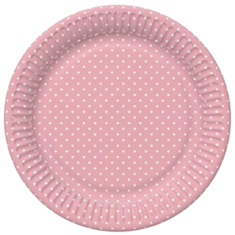 Daisy papptaldrik Roosa täpp 18cm 8tk