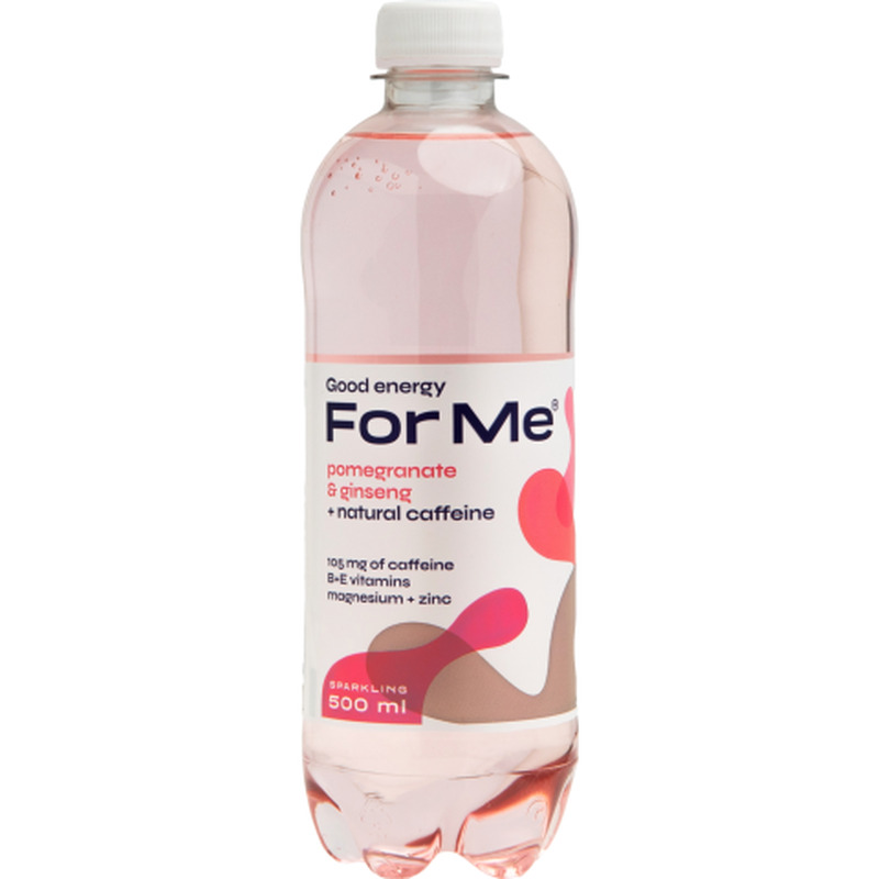 Karboniseeritud jook vitamiinide ja kofeiiniga granaatõuna-ženženni For Me 0,5l