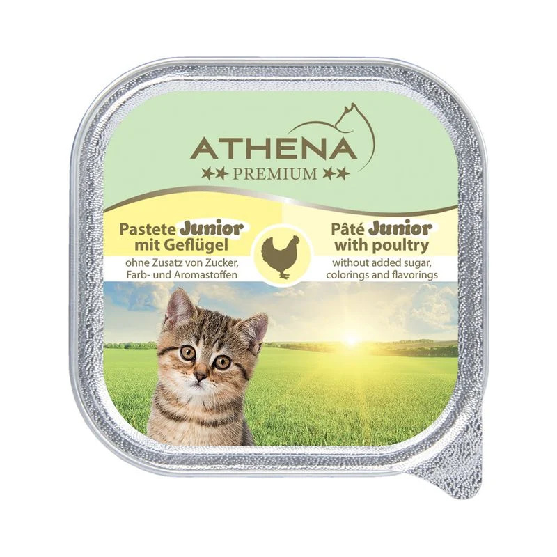 Täissööt. Kassitoit Junior linnulihaga, ATHENA, 100g
