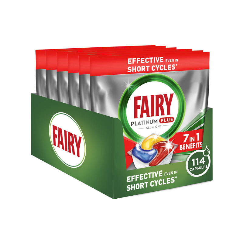Fairy Platinum Plus All in One’i Nõudepesumasina Tabletid Lemon, 114 tk
