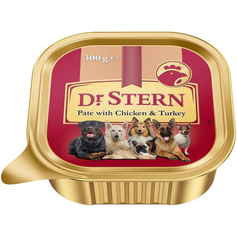 Dr.Stern kana ja linnuliha pasteet koertele 300g alu cup