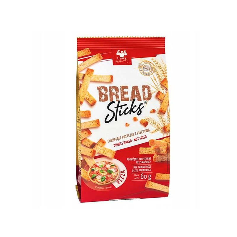 Leivakrõpsud pizzamaitselised, CRAZY BAKERY, 60 g