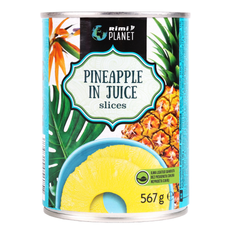 Konserveeritud ananassiviilud mahlas Rimi Planet 567g/340g