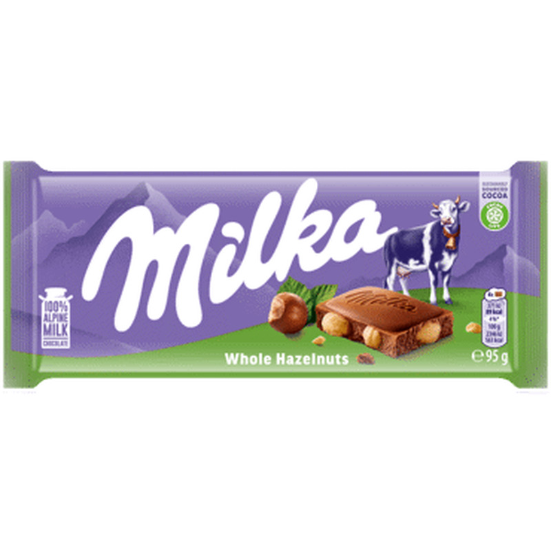 Piimašokolaad täispähklitega MILKA 95g