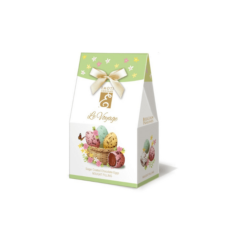 Emoti Le Voyage šokolaadimunad suhkrukatte ja sarapuupähkli kreemi täidisega 79g