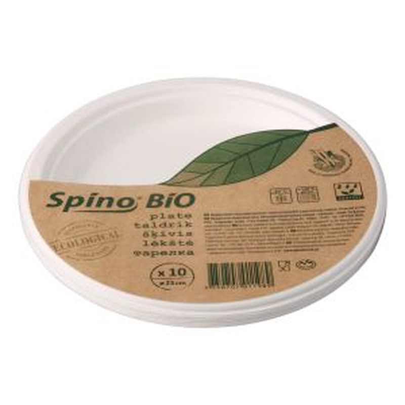 Spino Bio suhkruroost taldrikud valge 23cm 10tk