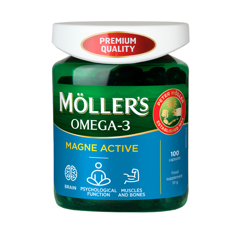 Kalaõlikapslid Omega-3 Magne Active N100, MÖLLER'S, 115 g
