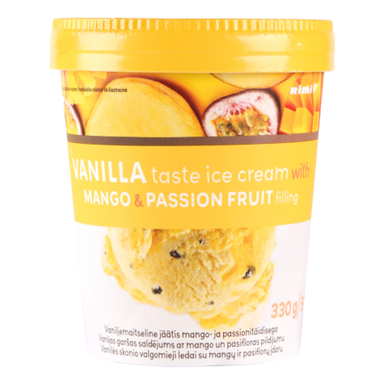 Jäätis vanillimaitseline mango- ja passionitäidisega Rimi 330g/500ml