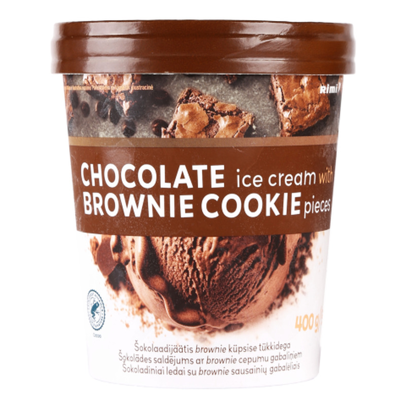 Šokolaadijäätis brownie küpsise tükkidega Rimi 500ml/400g