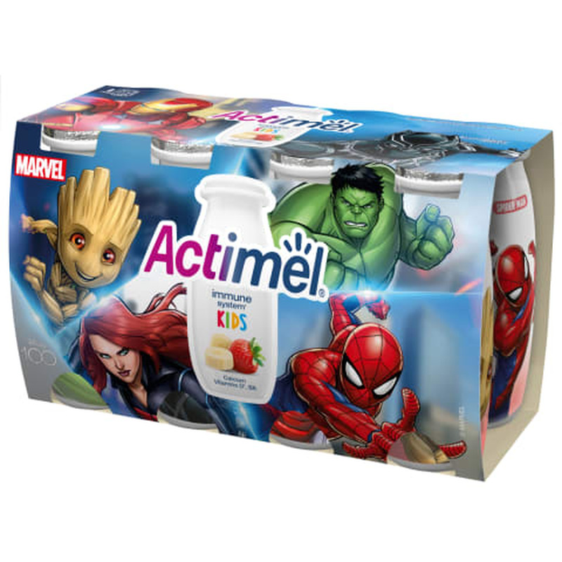 Jogurtijook banaani-maasikamaitseline Actimel Marvel 8x100g