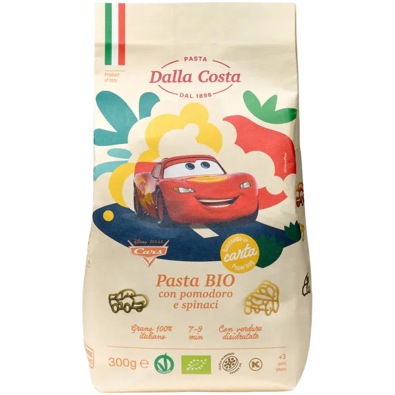 Durumnisumannast pasta "autod" tomati ja spinatiga, DALLA, 300 g