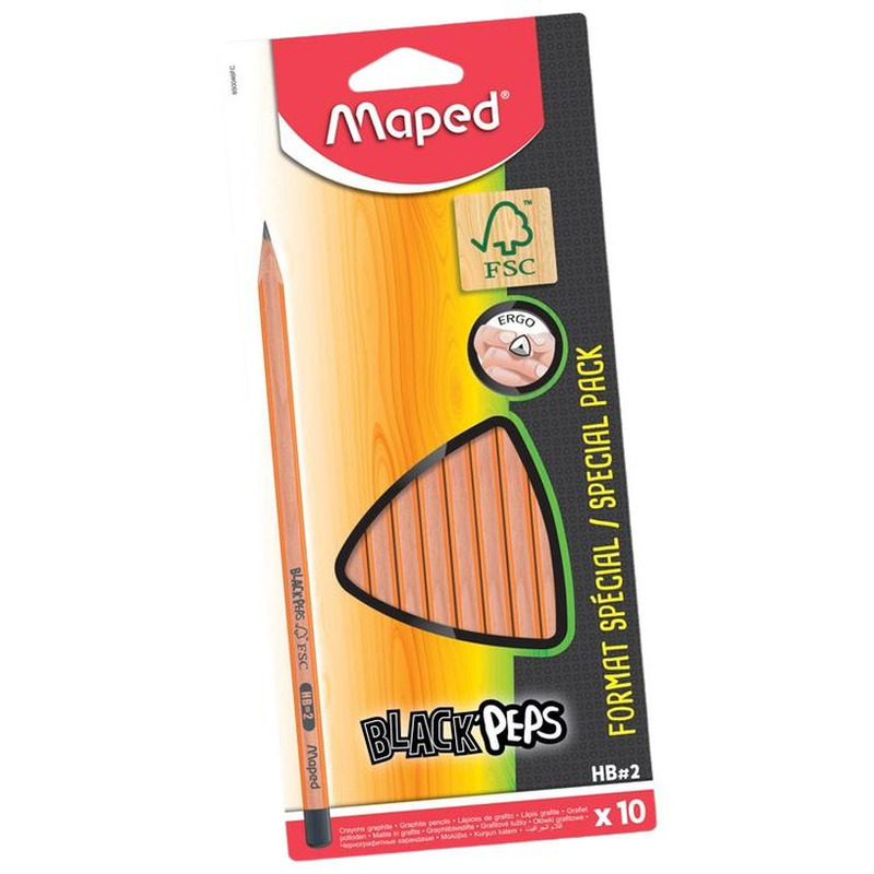 Pliiats kolmekandiline HB, MAPED, 10 tk