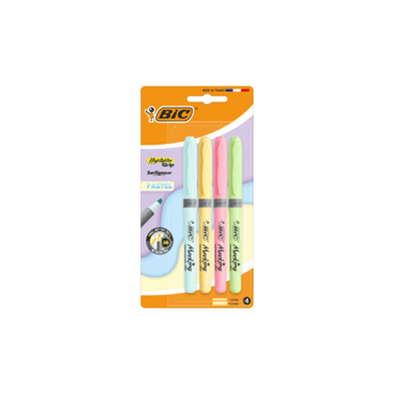 Tekstimarker BIC Grip Pastel, 4tk