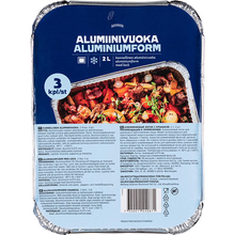 Fooliumvorm kaanega 2 l 3 tk