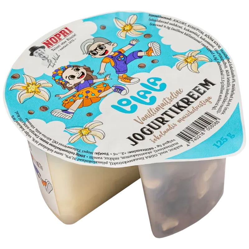 Nopri Lolala vanillimaitseline jogurtikreem ja šokolaadis maisihelvestega, 125g