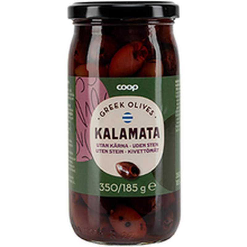 Coop kivideta kalamata oliivid 350/185g
