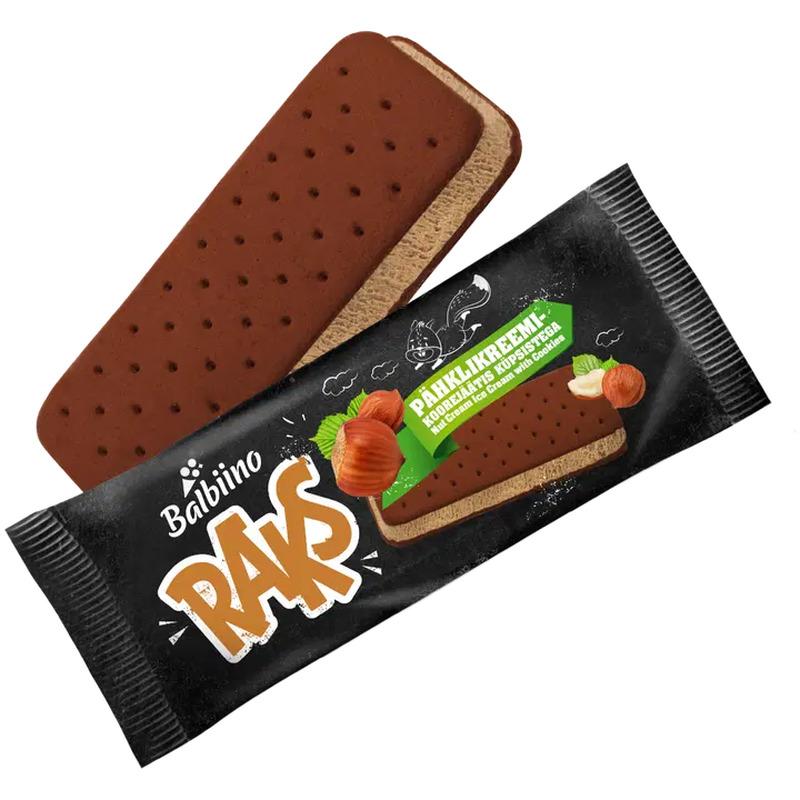 Pähklikreemi-koorejäätis küpsistega, RAKS, 60 g