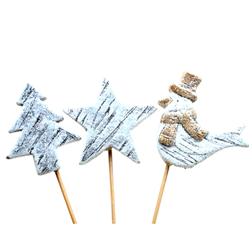 Jõuludekoratsioon pulgaga 24cm(täht/lind/kuusk)