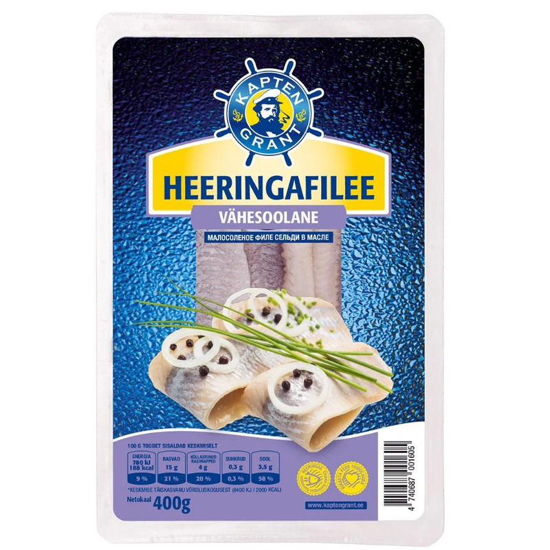 Heeringafilee vähesoolane, KAPTEN GRANT, 400 g