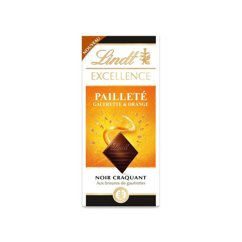 Lindt Excellence tume šokolaad apelsini ja vahvlitükkidega 100 g