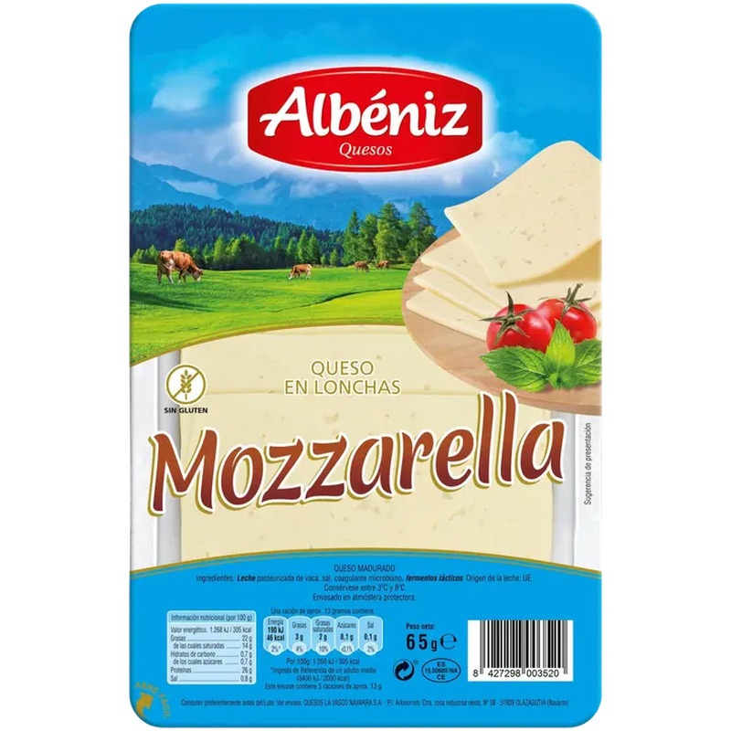 Mozzarella juustu viilud, ALBENIZ, 65 g