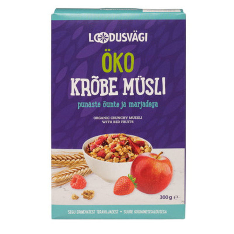 LOODUSVÄGI Öko krõbe müsli õuna ja marja 300g