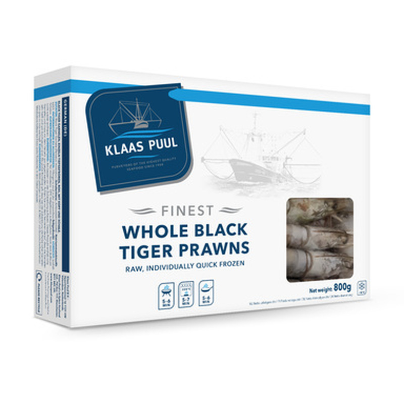 KLAAS PUUL Tiigerkrevetid 16/20 1kg/800g neto (koorimata, toor