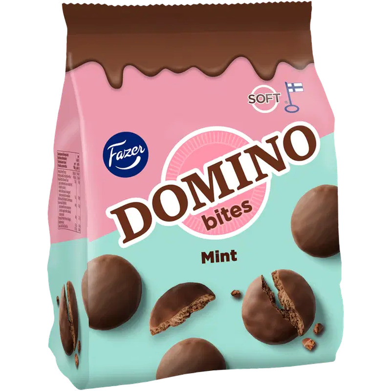 Fazer Domino piparmündimaitselised kakaoküpsised ja piimašokolaadimaitselise kattega (33%) 174g