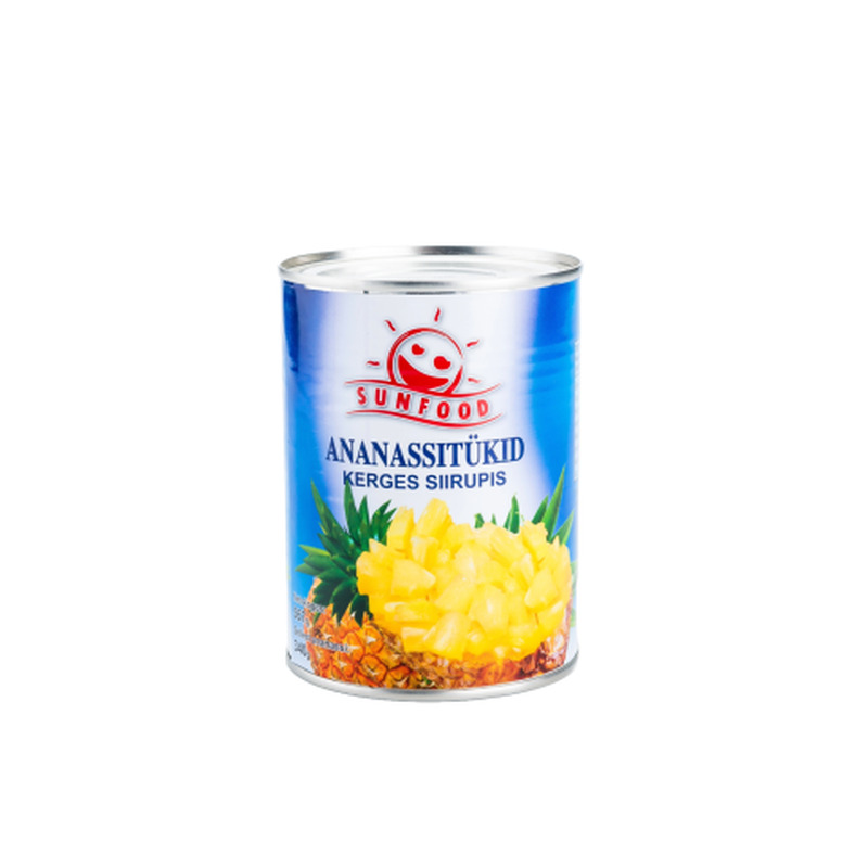 Ananassitükid kerges siirupis Sunfood 565g/340g
