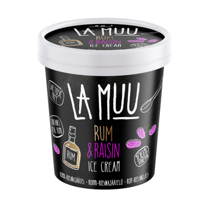 Rummi-rosinajäätis laktoosivaba La Muu 250g/500ml