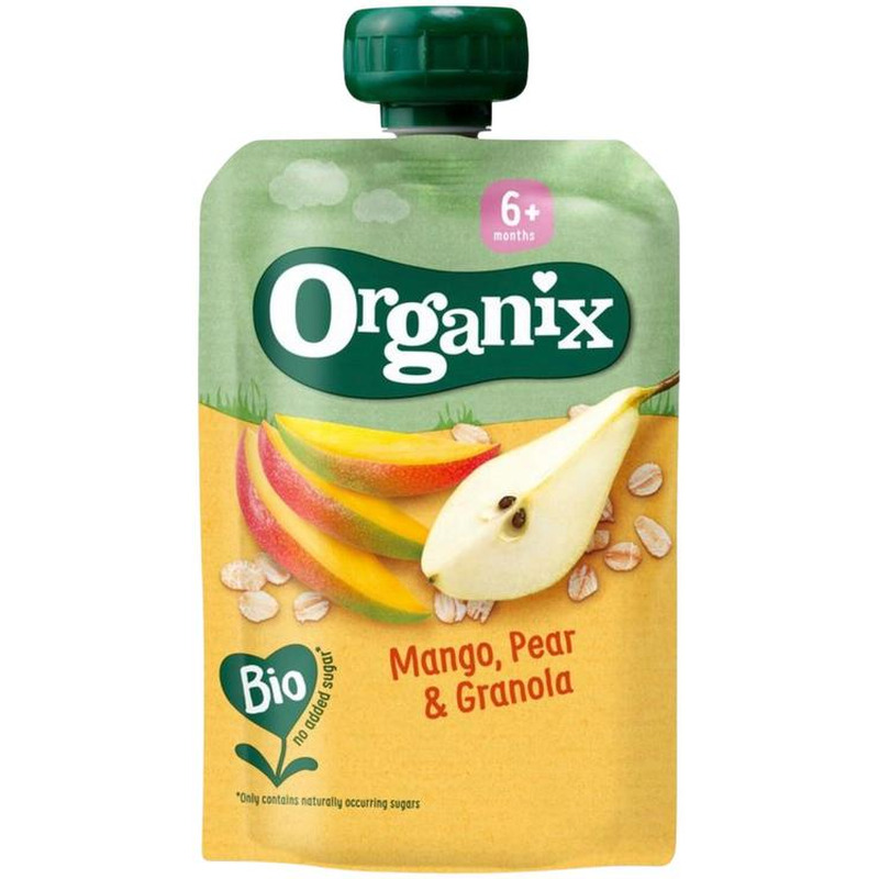 Püree mango, pirni ja teraviljadega 6+, ORGANIX, 1tk