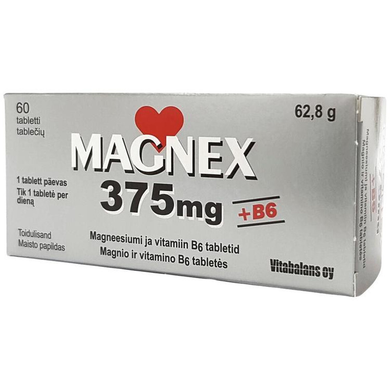 Toidulisand Magnex 375mg+B6, LOODUSTOODE, 62,8 g