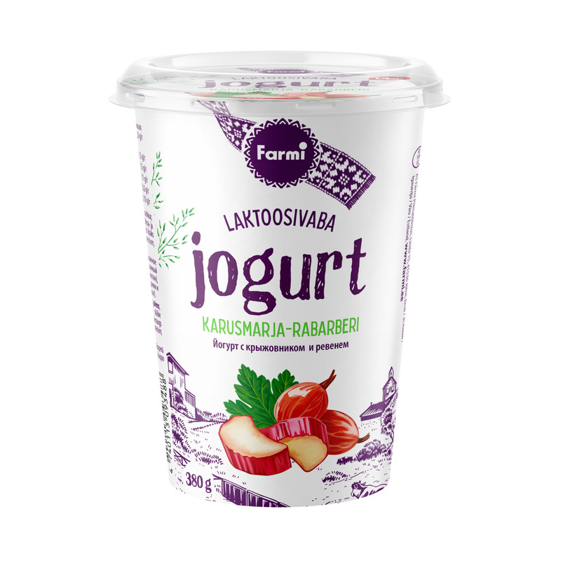 FARMI Karusmarja-rabarberi jogurt 380g(laktoosivaba)