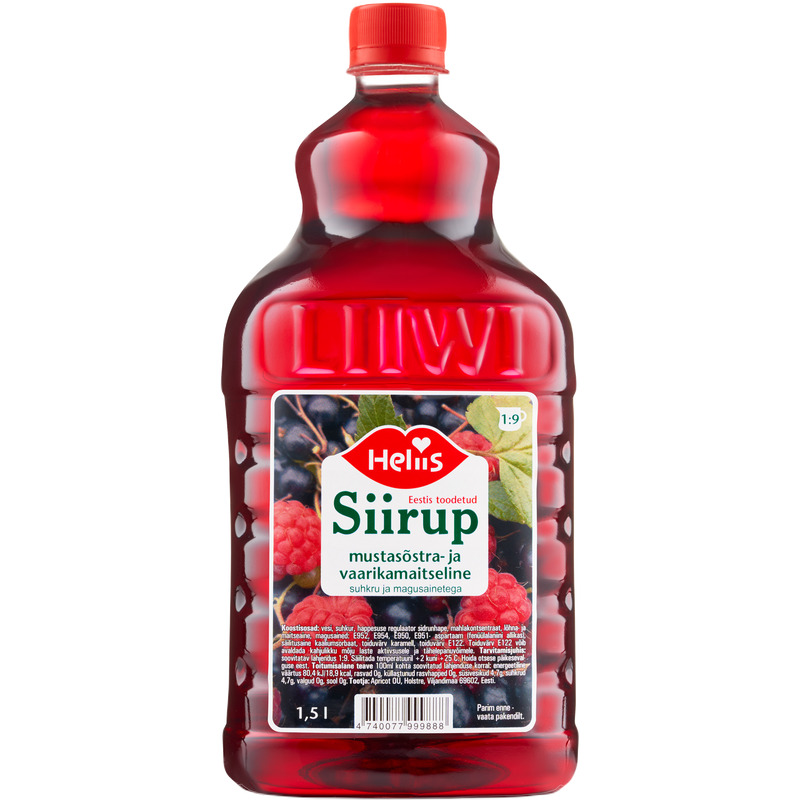 Siirup mustsõstra- ja vaarikamaitseline 1,5L