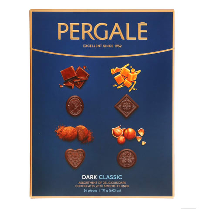Šokolaadikompvekkide assortii tumeda šokolaadiga Classic Pergale 171g