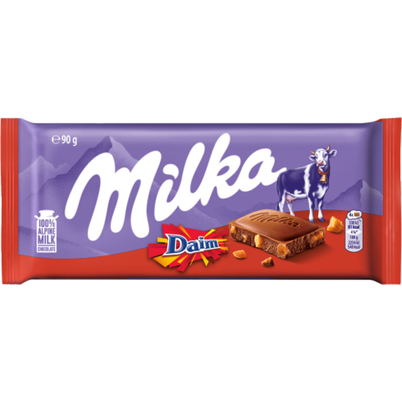 Piimašokolaad Daimi karamellitükkidega Milka 90g