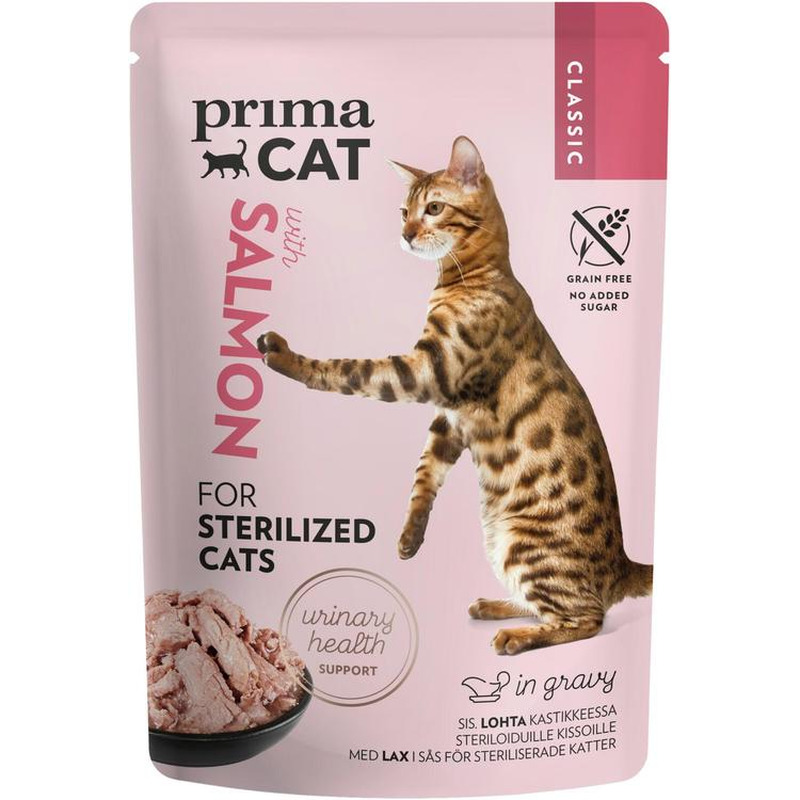Steriliseeritud kassidele, lõhe kastmes, PRIMACAT, 85 g