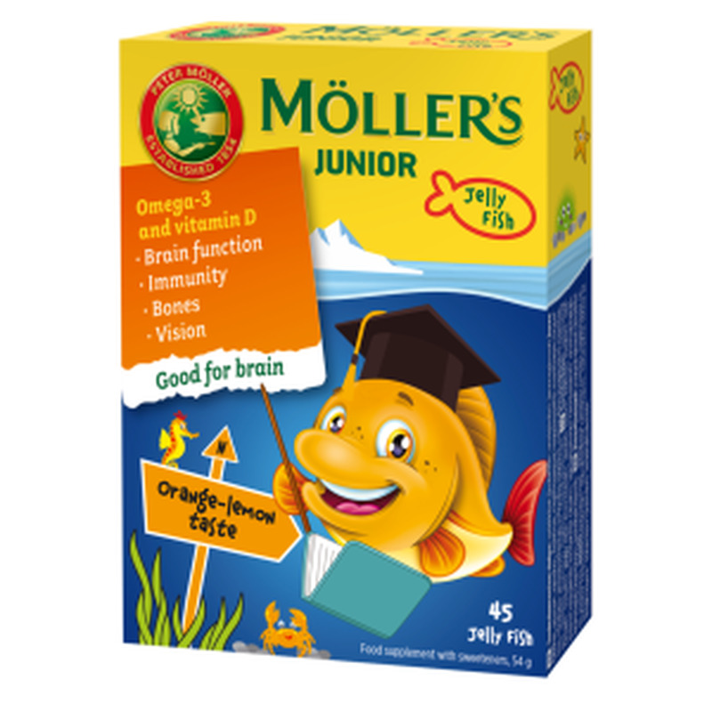 Omega-3 geelkalakesed MöllersJun.N45 apel.-sidruni