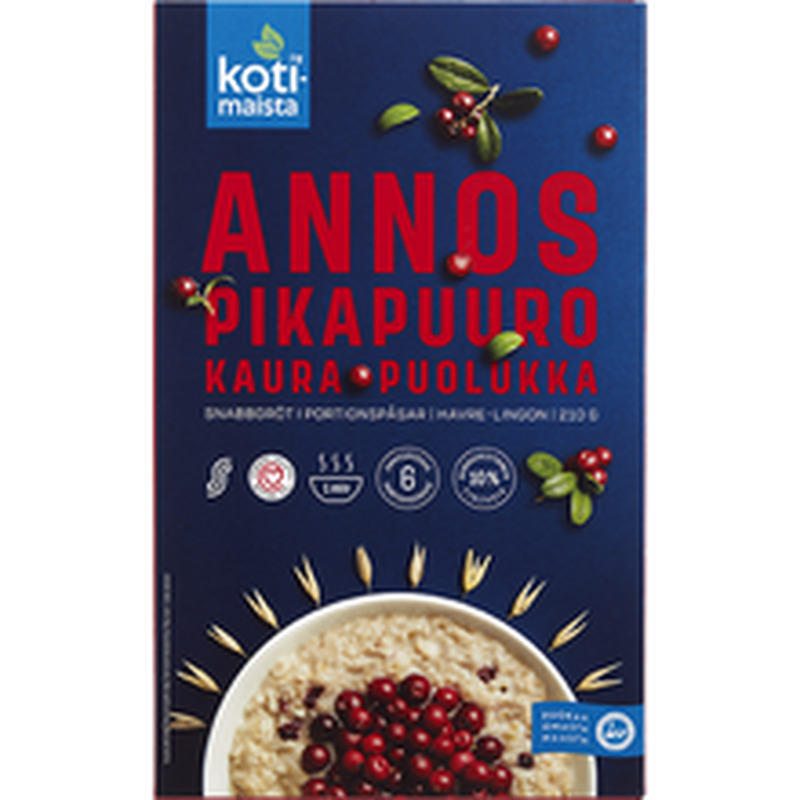 Kotimaista kiirkaerahelbepuder kaeraklii ja pohladega 6 x 35 g