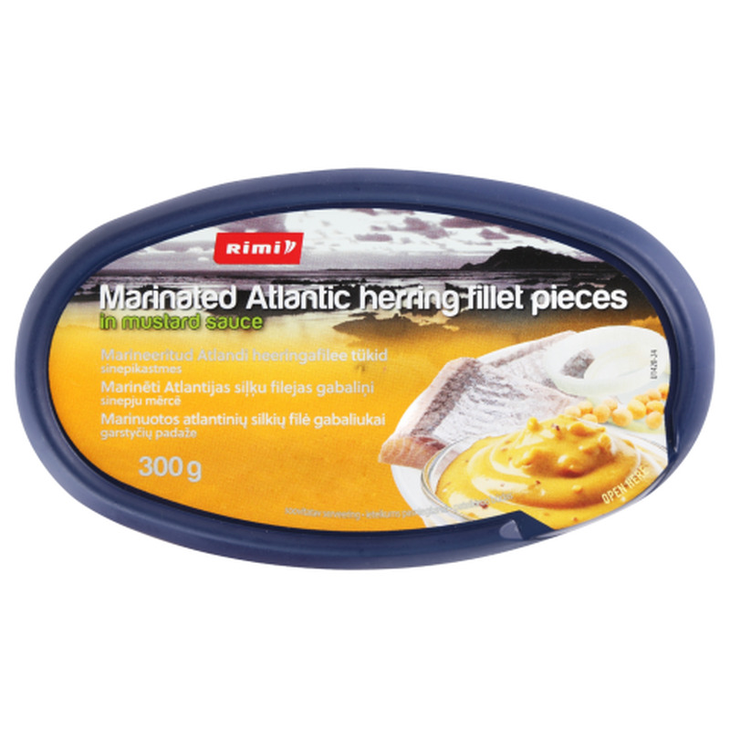 Marineeritud Atlandi heeringafilee tükid sinepikastmes Rimi 300g