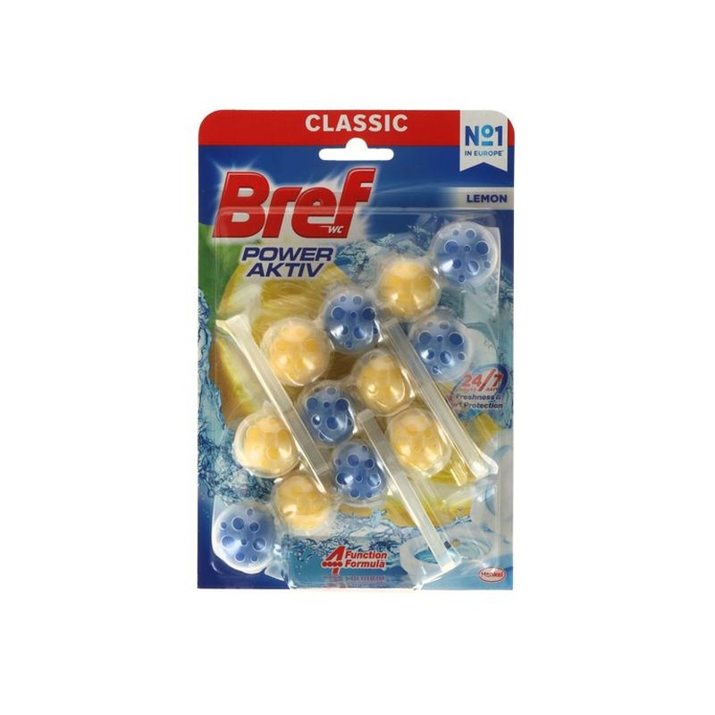 WC- värskendaja, BREF, Power Aktive Lemon, 3x50g