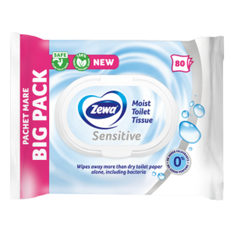 Niisked tualettpaberid Sensitive 80tk, ZEWA, 1 tk