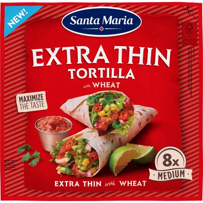 Santa Maria eriti õhukesed nisutortillad, 244 g
